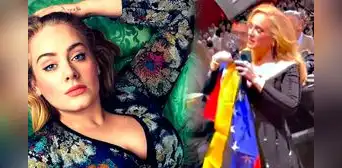 ¡Con orgullo! Adele emociona a fans al lucir la bandera de Venezuela en su concierto en Las Vegas