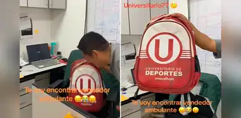Peruano compra mochila de la ‘U’ en ambulante, pero nota singular detalle: "El que le vendió fue aliancista" Peruano compra mochila de la ‘U’ en ambulante, pero nota singular detalle: "El que le vendió fue aliancista"