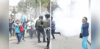 Protesta del sector Salud: PNP lanza bombas lacrimógenas tras enfrentamiento con manifestantes