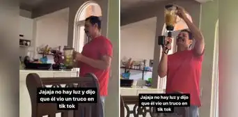Mexicano realiza singular truco para licuar tras corte de luz: “En TikTok me han enseñado todo lo que sé”