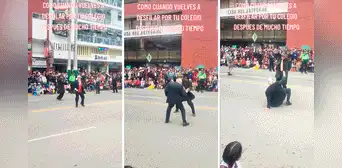 Exalumnos de colegio en Huancayo sacaron los pasos prohibidos en desfile: “Recordaron sus buenas épocas” Exalumnos de colegio en Huancayo sacaron los pasos prohibidos en desfile: “Recordaron sus buenas épocas”