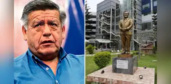 Estatua de César Acuña fue puesta nuevamente en campus de la UCV de Trujillo Estatua de César Acuña fue puesta nuevamente en campus de la UCV de Trujillo
