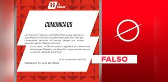 La FPF no ha emitido este "comunicado" que anuncia el fin del contrato de Juan Reynoso