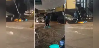 Joven intentó cruzar calles de Puno repletas de agua de lluvia y se resbala: "Amor, no podré verte"