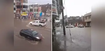 Torrenciales lluvias con granizo inundan calles de localidades de Huancayo Torrenciales lluvias con granizo inundan calles de localidades de Huancayo
