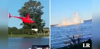 Captan el instante en que expiloto se estrella con su helicóptero tras maniobras en el río Paraná