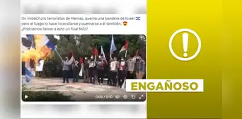Hombre envuelto en llamas tras quemar bandera israelí no fue grabado en la actual guerra con Hamás Hombre envuelto en llamas tras quemar bandera israelí no fue grabado en la actual guerra con Hamás