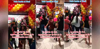 Captan a clientes arrancando flores de arreglos en plena inauguración del Mall Aventura de SJL