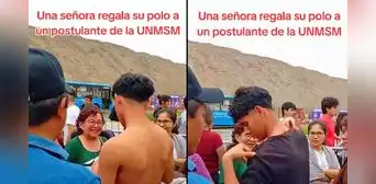 Postulante de San Marcos casi es rechazado por llevar prenda no permitida, pero le regalan polo: “Más señoras así” Postulante de San Marcos casi es rechazado por llevar prenda no permitida, pero le regalan polo: “Más señoras así”