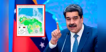 Incluye al Esequibo: así luce el 'nuevo mapa' de Venezuela que difundió Nicolás Maduro Incluye al Esequibo: así luce el 'nuevo mapa' de Venezuela que difundió Nicolás Maduro