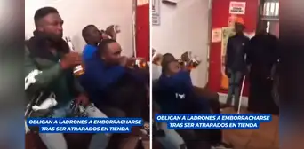 Dueño de bar atrapa a ladrones en su tienda y los obliga a beberse todos los licores robados Dueño de bar atrapa a ladrones en su tienda y los obliga a beberse todos los licores robados
