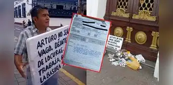 Hombre arroja basura a la Municipalidad de Trujillo y alcalde Arturo Fernández lo multa con S/1.732