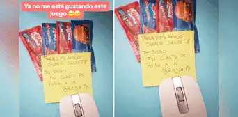 Juega al amigo secreto y le regalan sachet de kétchup: “Te debo el ¼ de pollo a la brasa” Juega al amigo secreto y le regalan sachet de kétchup: “Te debo el ¼ de pollo a la brasa”