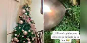 Peruana utiliza globos perlados para decorar árbol de Navidad: “No me va a tragar la pobreza”
