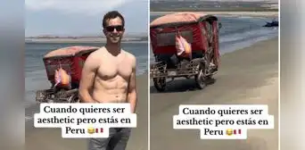 Joven de EE. UU. en Perú visita la playa y ve pasar una mototaxi en la orilla del mar: "Quería ser aesthetic"
