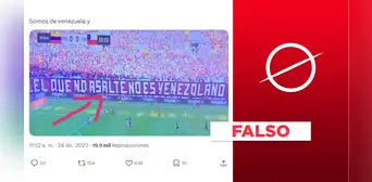 La imagen del lienzo con la leyenda “el que no asalte no es venezolano” ha sido editada