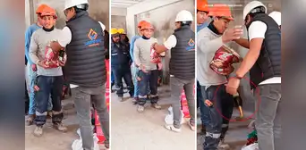 Albañil rompe su champaña al intentar darle un abrazo a ingeniero por Navidad: “¿Será buena suerte?”