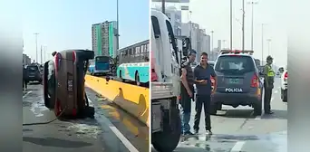 Panamericana sur: camioneta se vuelca, sale volando y conductor resulta ileso Panamericana sur: camioneta se vuelca, sale volando y conductor resulta ileso