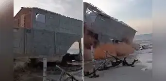 Tumbes: fuerte oleaje provocó el colapso de una casa en playa Zorritos