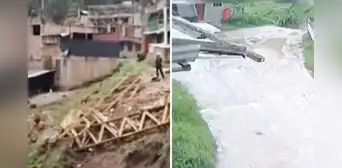 Lluvias en Cajamarca: puente colapsa y pesado camión cae al río Lluvias en Cajamarca: puente colapsa y pesado camión cae al río