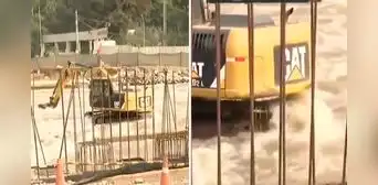 Operarios del MTC realizan trabajos de descolmatación en río Rímac pese a caudal crecido Operarios del MTC realizan trabajos de descolmatación en río Rímac pese a caudal crecido