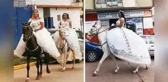Hermanas causan furor al casarse el mismo día en Cusco y llegar a boda en caballos: "Hermoso" Hermanas causan furor al casarse el mismo día en Cusco y llegar a boda en caballos: "Hermoso"