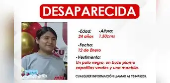 VMT: desaparece joven que se iba a trabajar y familiares piden ayuda para encontrarla VMT: desaparece joven que se iba a trabajar y familiares piden ayuda para encontrarla