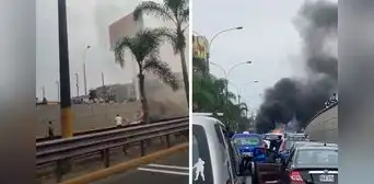 San Borja: auto se incendia en cruce de avenidas Javier Prado y Aviación San Borja: auto se incendia en cruce de avenidas Javier Prado y Aviación