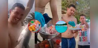 Venezolano prepara ceviche del Perú en playa Morrocoy y en redes sociales dicen: “Se ve buenazo”