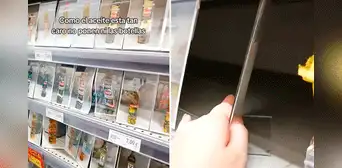 Latino impresionado en España al hallar fotos de aceite en vez de botellas en estantes de supermercado