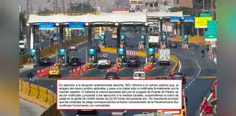 Rutas de Lima acata suspensión de cobro de peajes pese a no haber sido notificada Rutas de Lima acata suspensión de cobro de peajes pese a no haber sido notificada