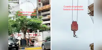 Operario de construcción utiliza grúa torre para subir su desayuno hasta el piso 8: “Solo en Perú”