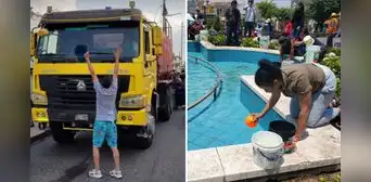 Locura en Arequipa por corte de agua: ingresaron a pileta municipal y hasta retuvieron cisternas Locura en Arequipa por corte de agua: ingresaron a pileta municipal y hasta retuvieron cisternas