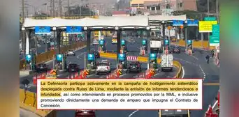 Rutas de Lima ante informe de Defensoría sobre peajes: “Está plagado de errores”