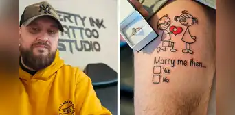 ¡Inusual propuesta matrimonial! Hombre se tatúa la pedida de mano y sorprende a su novia ¡Inusual propuesta matrimonial! Hombre se tatúa la pedida de mano y sorprende a su novia
