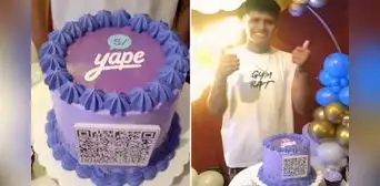 Joven es viral tras festejar su cumpleaños con temática de Yape y torta con código QR