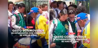 Escolares sorprenden a vendedor de helados al comprarle todos sus productos en puerta de colegio Escolares sorprenden a vendedor de helados al comprarle todos sus productos en puerta de colegio