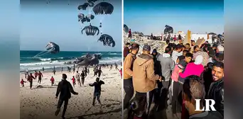 Fuerza Aérea de Estados Unidos lanza paquetes de ayuda humanitaria sobre la Franja de Gaza