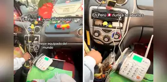 Taxista peruano instala un teléfono fijo inalámbrico en su auto y afirma: “Es para clientes VIP” Taxista peruano instala un teléfono fijo inalámbrico en su auto y afirma: “Es para clientes VIP”