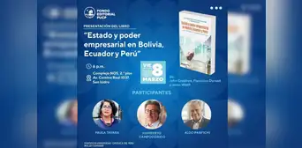 "Estado y propiedad en Bolivia, Ecuador y Perú" se presenta este viernes 8 de marzo "Estado y propiedad en Bolivia, Ecuador y Perú" se presenta este viernes 8 de marzo