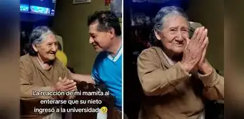 Adulta mayor enternece en redes al celebrar en quechua el ingreso de su nieto a San Marcos