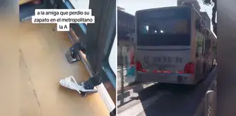 Captan un zapato atorado en puerta de Metropolitano en Los Olivos y usuarios bromean: “De 'Conicienta'” Captan un zapato atorado en puerta de Metropolitano en Los Olivos y usuarios bromean: “De 'Conicienta'”