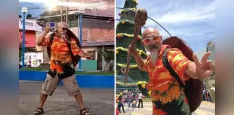 Peruano recorre países de Sudamérica disfrazado de personaje de 'Dragon Ball': el maestro Roshi de Moyobamba