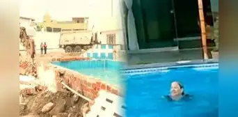 Municipalidad de Lurín demuele piscina de Susana Villarán