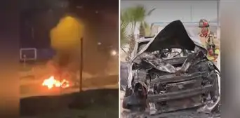 San Miguel: auto se incendia en la Costa Verde tras perseguir a la unidad que lo chocó