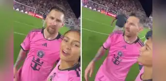 Messi y el inusual pedido a una fan que invadió la cancha para evitar que la seguridad la atrape