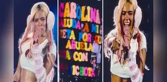 ¡Emocionante! Adulta mayor sorprende a Karol G con un curioso cartel en concierto