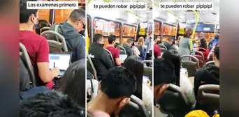 Estudiante peruano sorprende al realizar su tarea con laptop dentro de bus y le dicen: “Tiene mucha fe” Estudiante peruano sorprende al realizar su tarea con laptop dentro de bus y le dicen: “Tiene mucha fe”