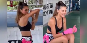 ¿Luciana Fuster deja la corona para pelear en el ring? Peruana sorprende practicando muay thai en Asia