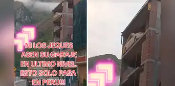 Peruano asombra al estacionar su auto en el sexto piso de casa en construcción: “¿Y cómo lo subió?”
